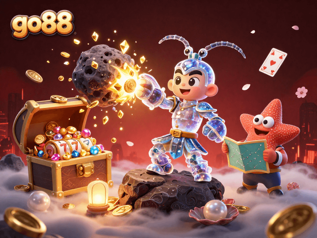 Engage with go88’s thrilling world, featuring a galactic samurai amidst exploding treasure seekers.