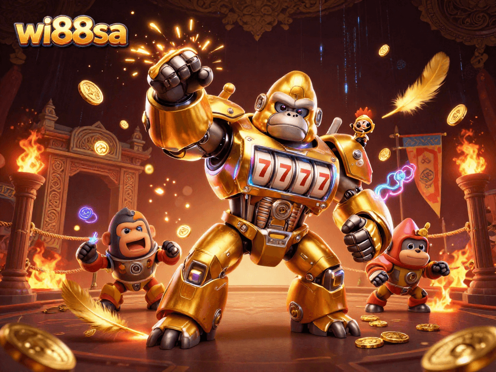 Experience thrilling winnings at wi88sa with a vibrant 3D casino illustration showcasing the excitement of gaming.