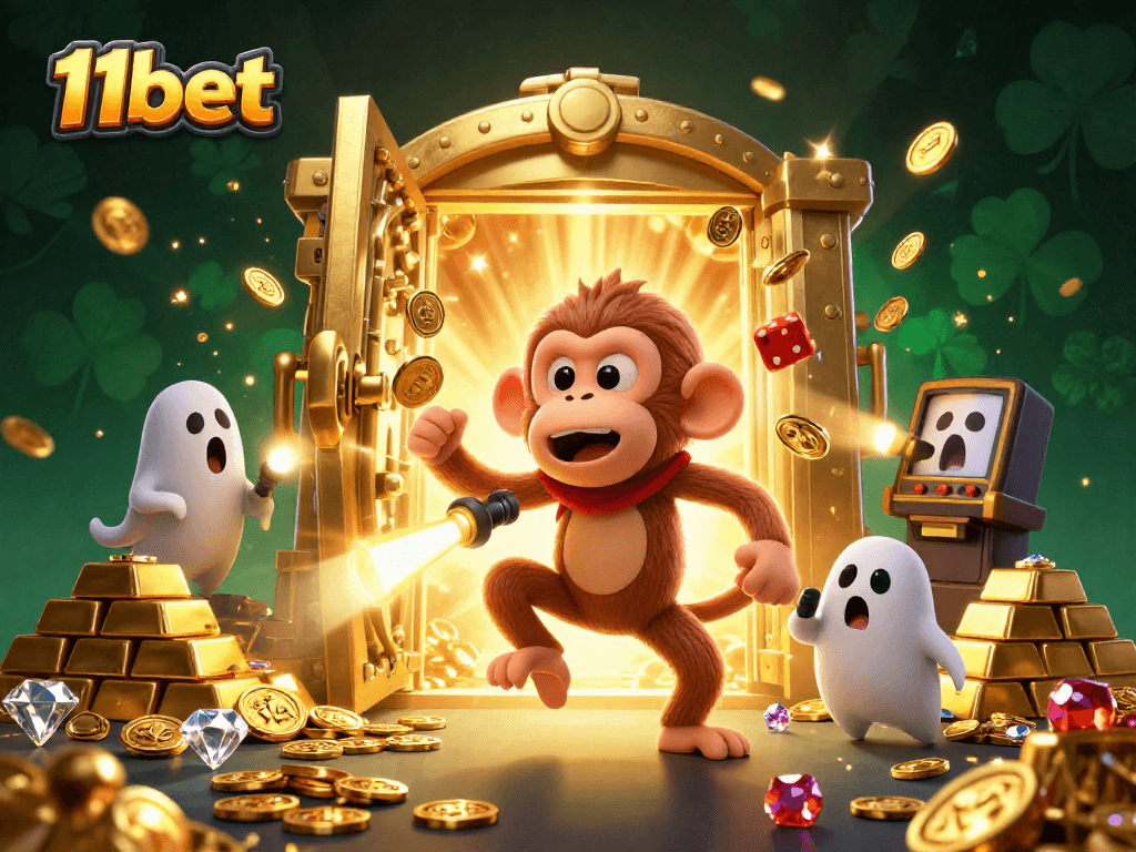 Engage with 11bet's thrilling slot machine adventures in this dynamic casino scene.