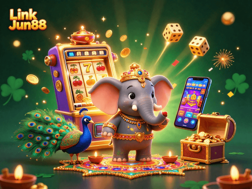 Experience big wins at Link Jun88 with vibrant 3D casino action showcasing jackpots and popular games.