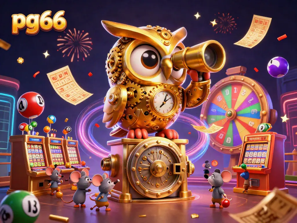 Engage with PG66 as a vibrant casino world springs to life with animated characters and winning symbols.