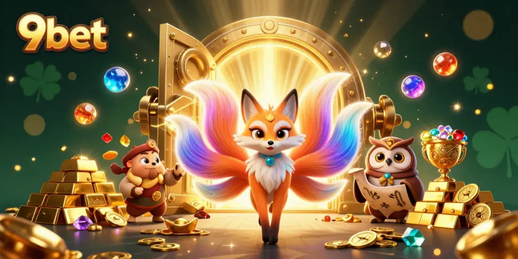 Experience thrilling gameplay and bonuses with 9bet in a captivating 3D illustration.