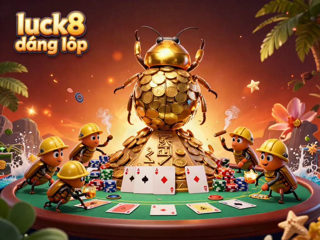 Experience the excitement of luck8 đăng nhập with a vibrant casino scene showcasing gold coins and poker elements.