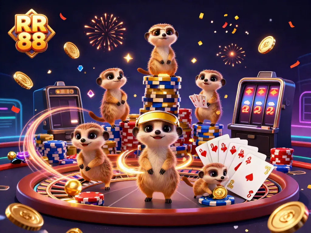 Engage in thrilling gameplay at RR 88 with animated meerkats running an exciting casino operation.