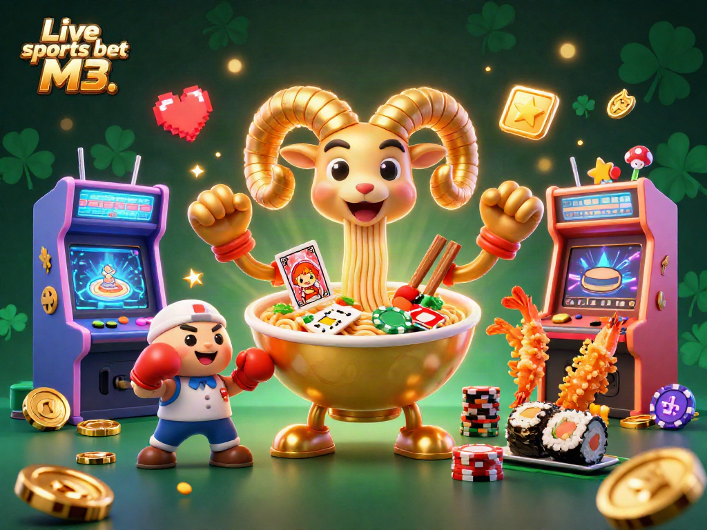 Engage in thrilling action with Live sports bet M3 . featuring card-dealing ramen and sushi characters!