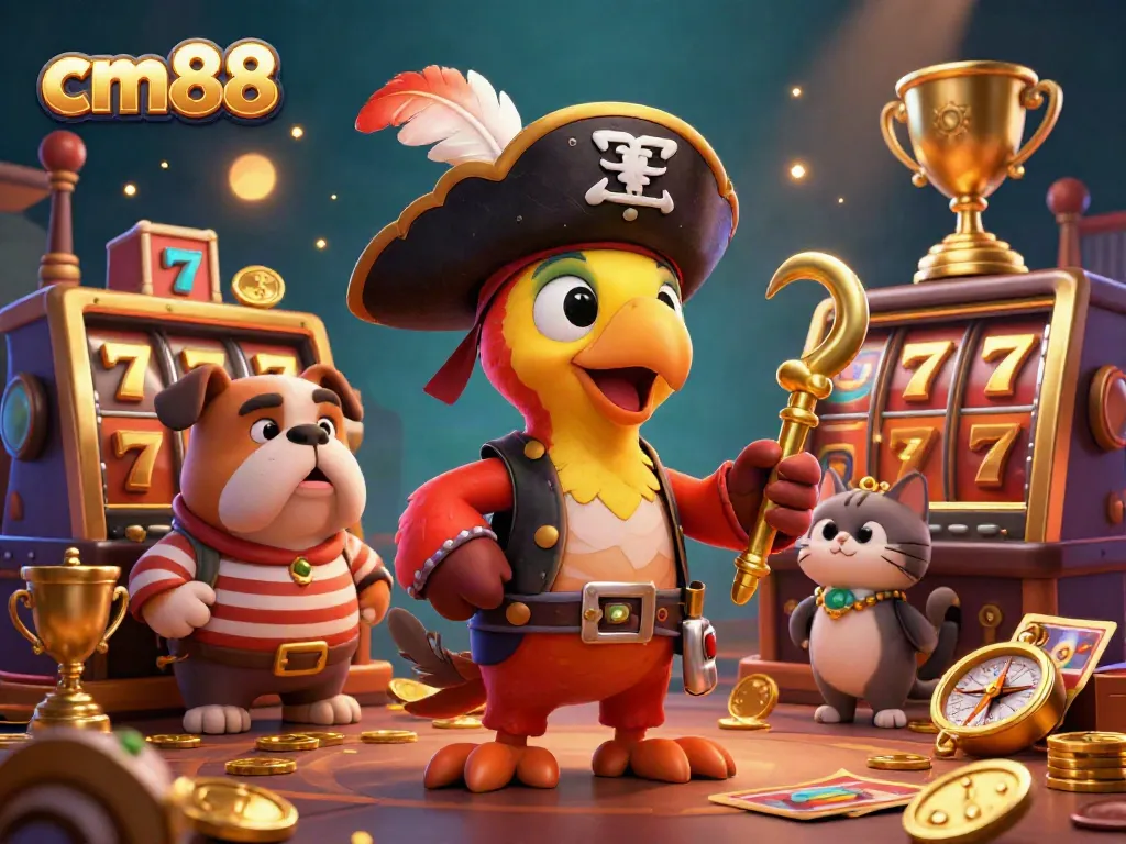 Experience the vibrant cm88 casino scene with energetic characters alongside lively slot elements.