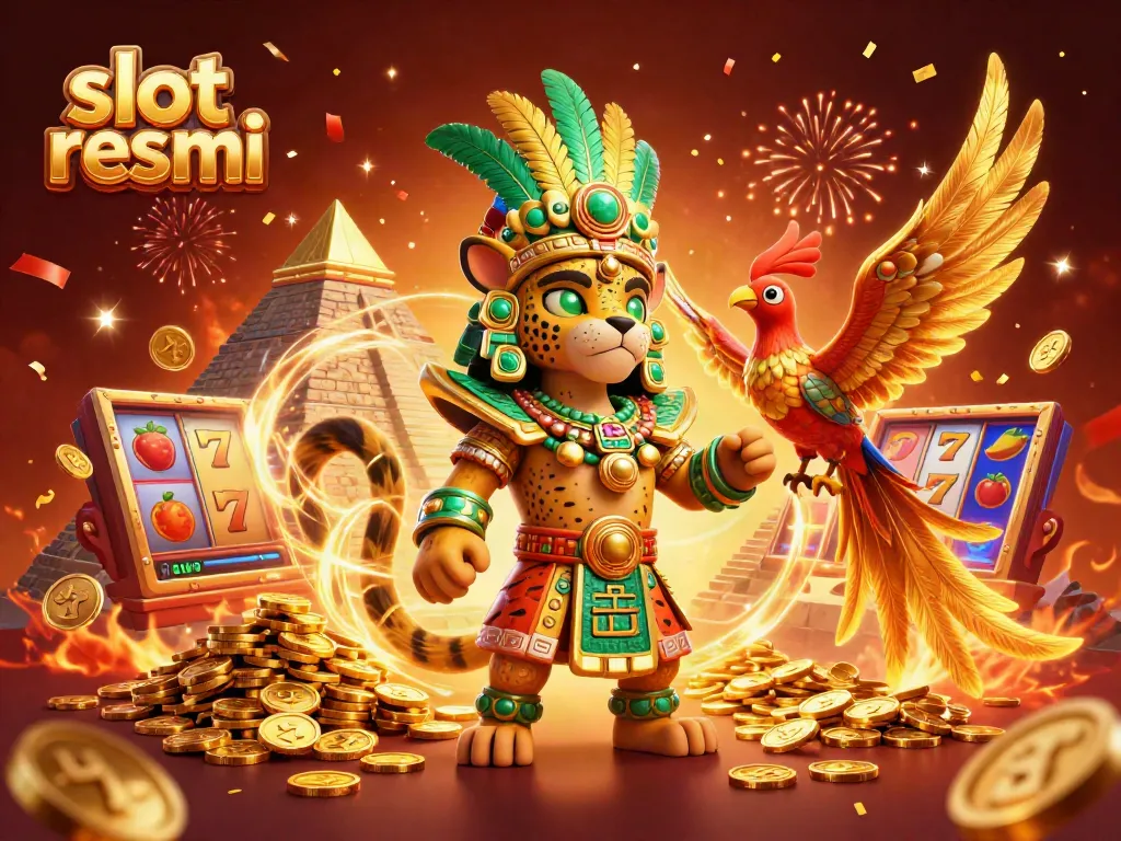 Experience the vibrant world of slot resmi with a Mayan priest and quetzal bird in a rich casino scene.