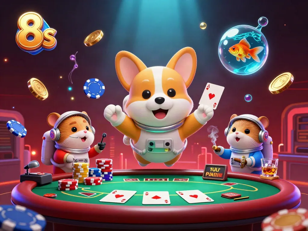 Engage in thrilling gaming action with 8s in a vibrant, zero-gravity space casino.