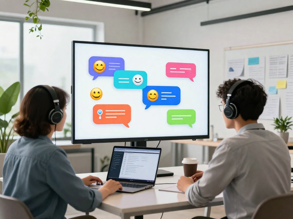 Engaging interaction with juicy chat ai in a modern tech workspace.