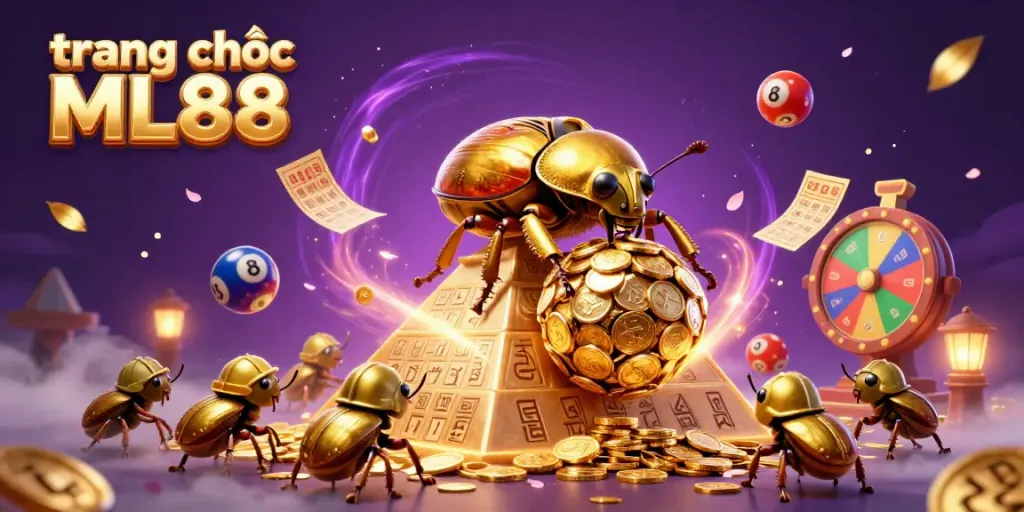 Engage with exciting games on trang chủ ML88 featuring golden beetles, lottery balls, and dynamic casino elements.