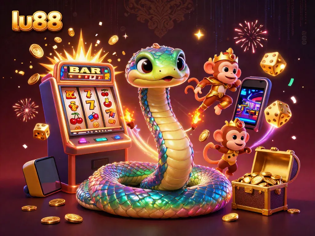 Experience the thrilling LU88 atmosphere with vibrant characters and casino elements bursting with fun.