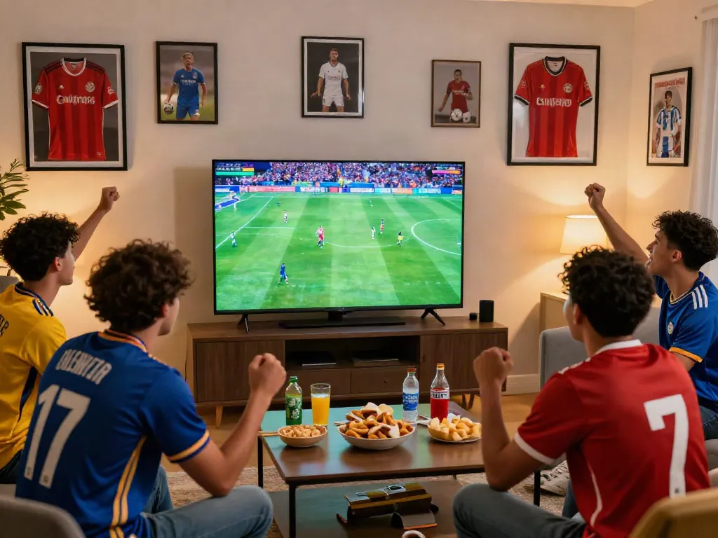 Cakhiatv brings soccer fans together, cheering for their teams in a lively and vibrant living room atmosphere.