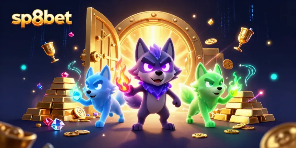 Experience thrilling gameplay with sp8bet's immersive casino scene filled with ghostly wolves, treasures, and vibrant effects.