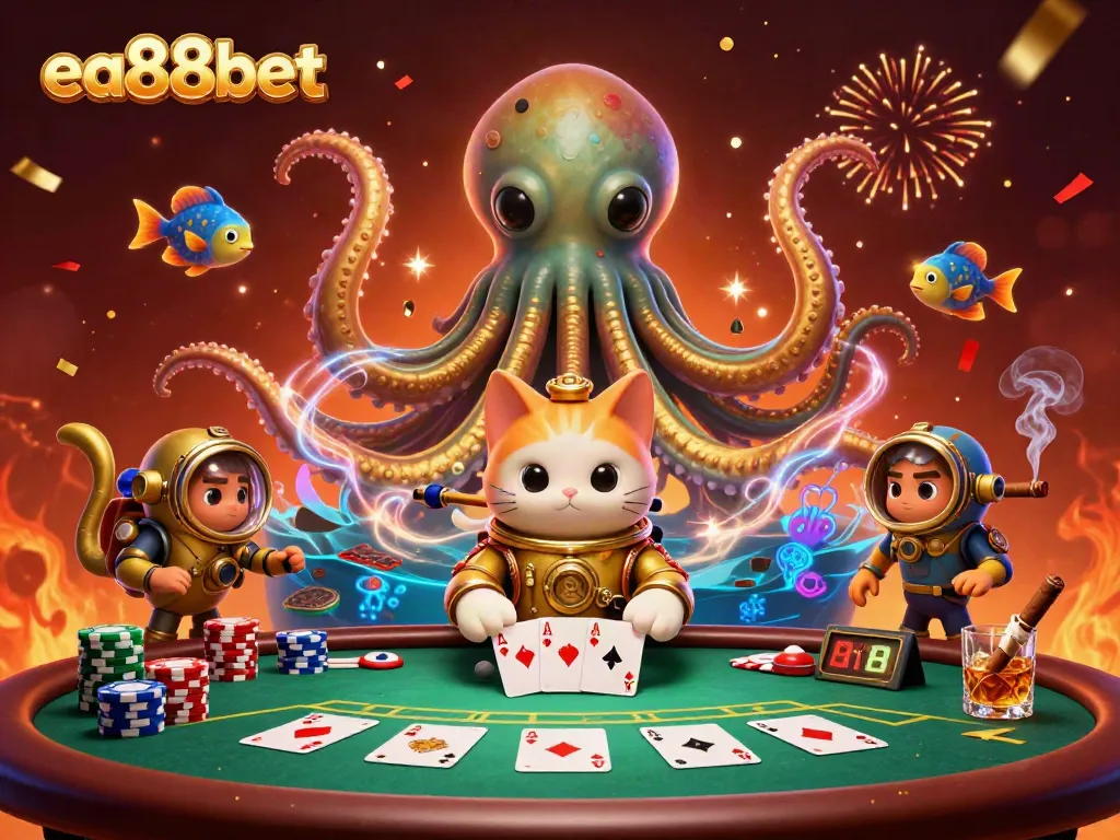 Engage with exciting games at ea88bet while enjoying a captivating 3D casino illustration.