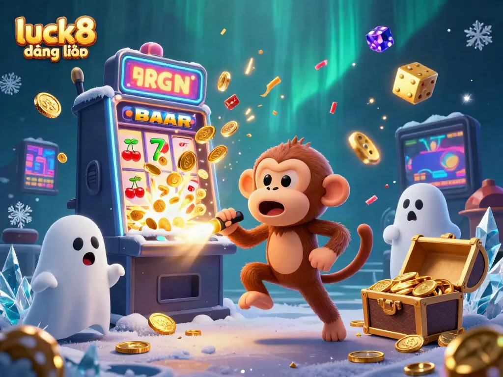 Engage in thrilling fun with luck8 đăng nhập as the poltergeist monkey juggles gold coins at a vibrant casino.