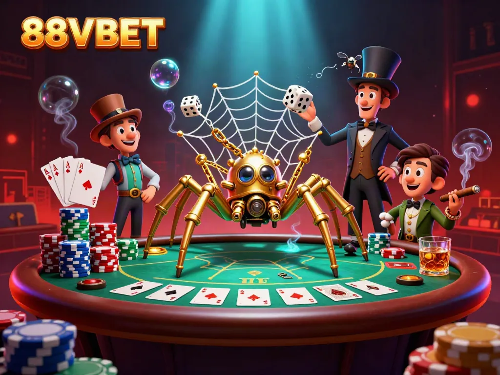 Catch exciting gaming moments with 88VBET in a steampunk-inspired casino scene.