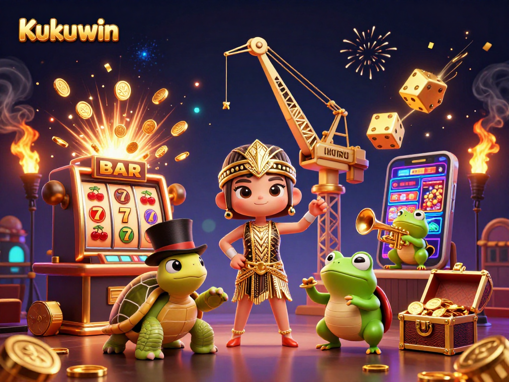 Kukuwin captivates with a lively casino scene featuring vibrant characters and exciting gaming elements.