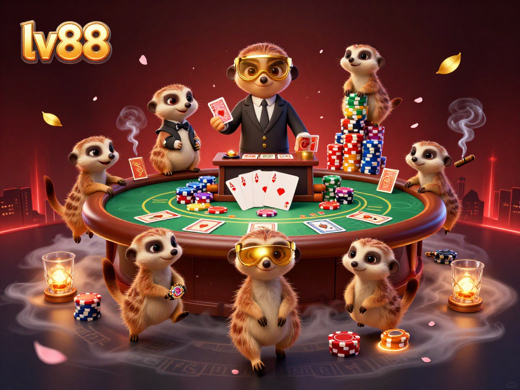 Experience thrilling action at lv88 with meerkats managing a vibrant casino scene.