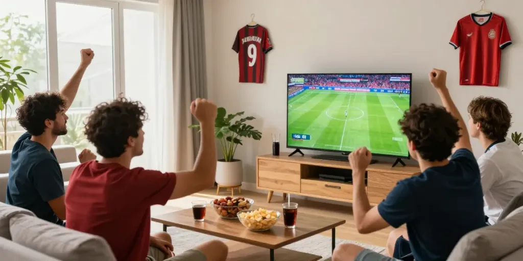 Fans watching xoilactv football live stream in vibrant HD quality.