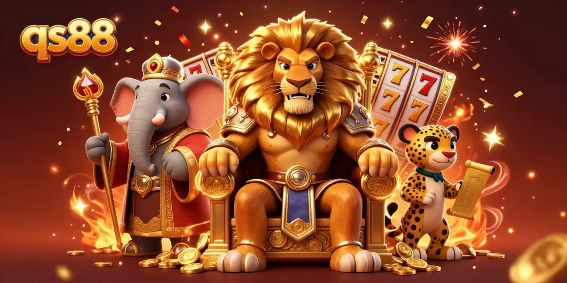 Spin winning slots at qs88 with interactive characters in a vibrant casino scene.